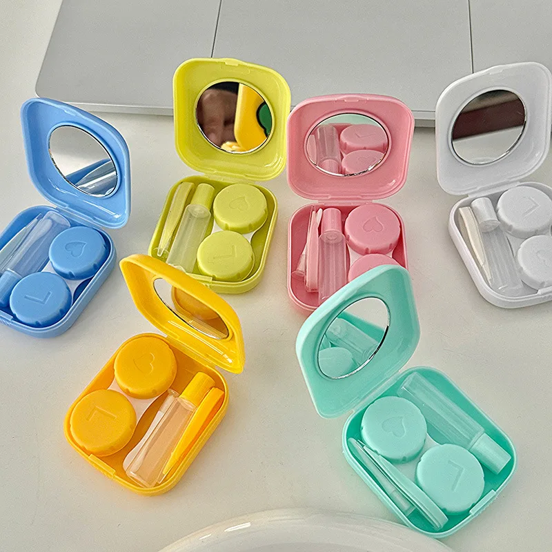 Mini-Etui für Kontaktlinsen, einfarbig, tragbare Kontaktlinsenbox zum Einweichen, Aufbewahrungsset mit Pinzette, Saugstab, Reise-Set-Halter Image