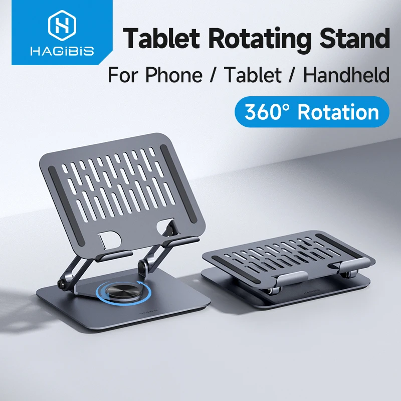Hagibis 360° ° Rotierender Tablet-Ständer, verstellbarer Tablet-Halter, Dual-Rod-Unterstützung, faltbare Aluminium-Halterung für iPad Pro Switch ROG Image
