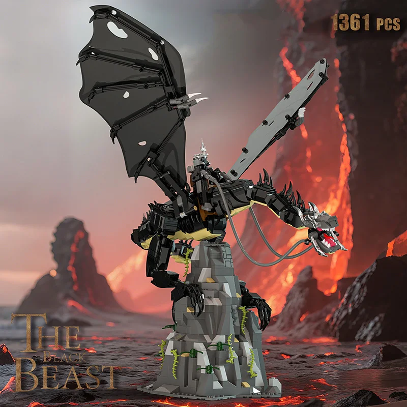 1361-teiliges Hexenkönig Fellbeast Baustein-Set, Mittelalterliches MOC Nazgul Drachen-Modellbausatz für Erwachsene, Jugendliche, Fans, Jungen und Mädchen Geschenk Image