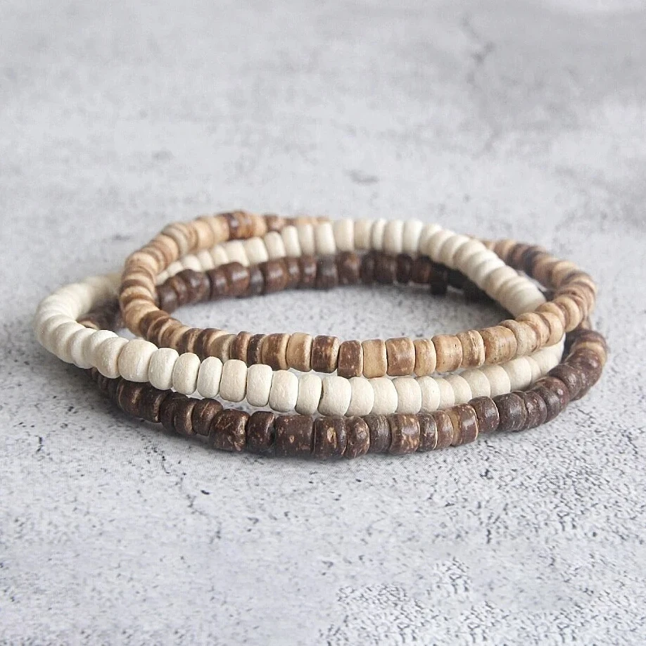 3 Stück (1 Set), Surfer-Armbänder, Boho-Perlenarmband, Strandarmband, Herren-Armband-Set, Weihnachtsgeschenk, Geschenk für Ihn Image