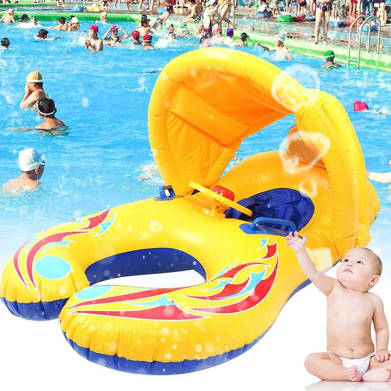Aufblasbare Schwimm ringe Kind Kinder Baby Mutter Sicherheit Schwimmbad Ring Kinder Wasserspiel Spiele Sitz Float Boot Sommer trainer Image