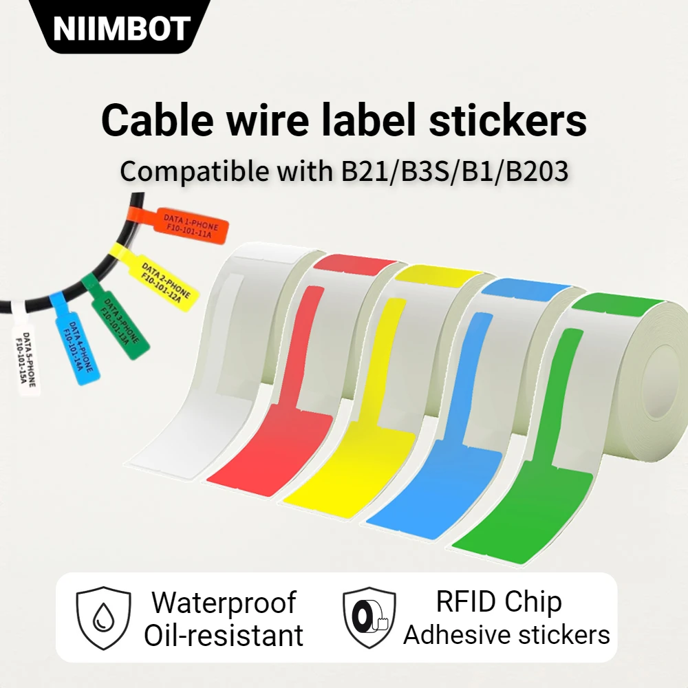 Niimbot-Kabel-Etiketten aufkleber, kompatibel mit b21/b3s/b1/b203 Image