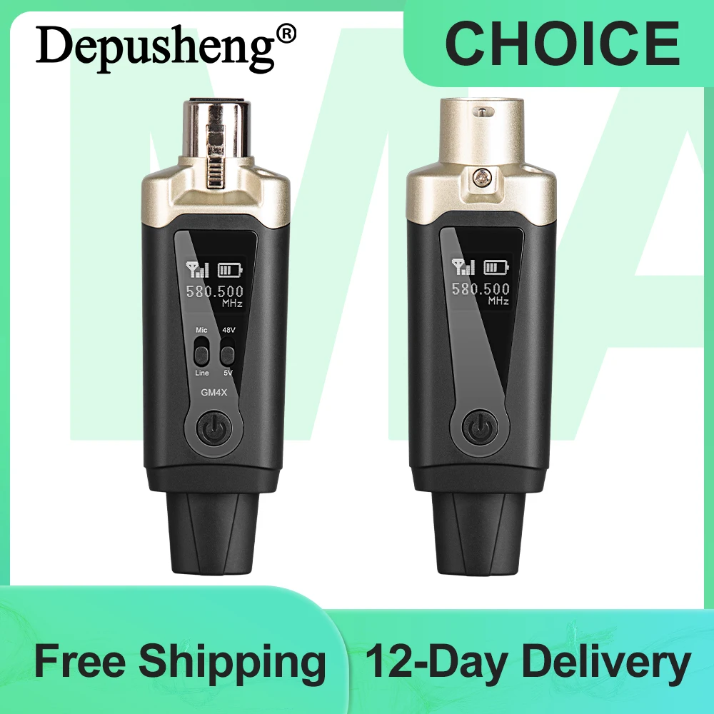 Depusheng MA5 Professionelles drahtloses Sender- und Empfänger-Funkmikrofonsystem XLR für dynamisches Kondensatormikrofon Image