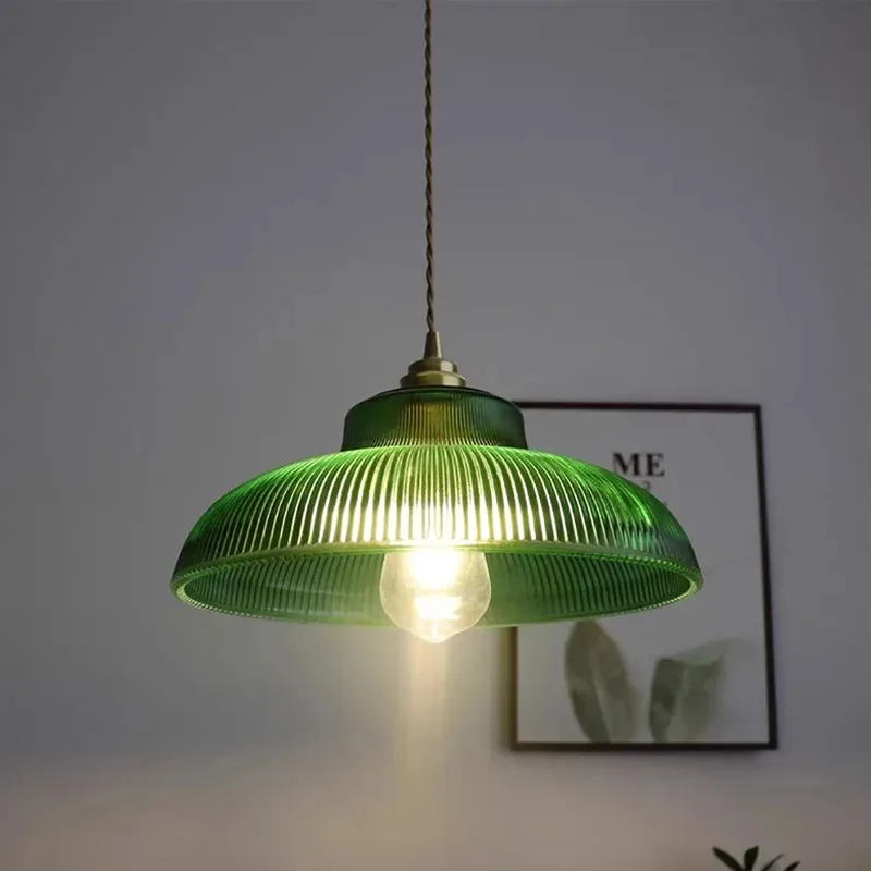 Vintage Glas Pendelleuchte Grüne Hängelampe Wohnzimmer Leuchte Flur Schlafzimmer Esstisch Innenleuchten Glanz LED Dekor