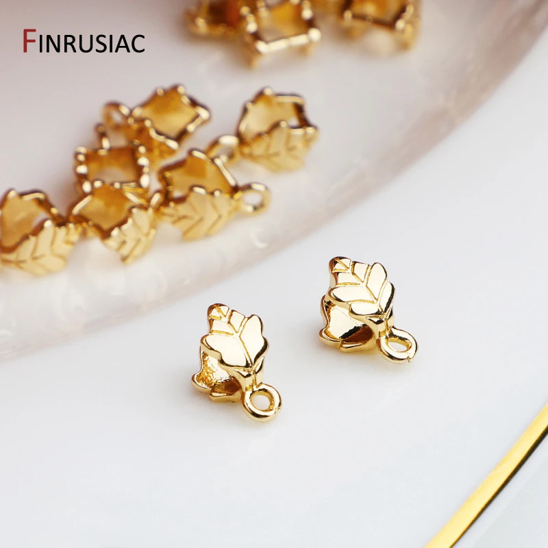 14K vergoldetes Messing Blattform Pinch Bail Verschluss für DIY Anhänger Clip Stecker Halskette Schmuckherstellung Zubehör Erkenntnisse Image
