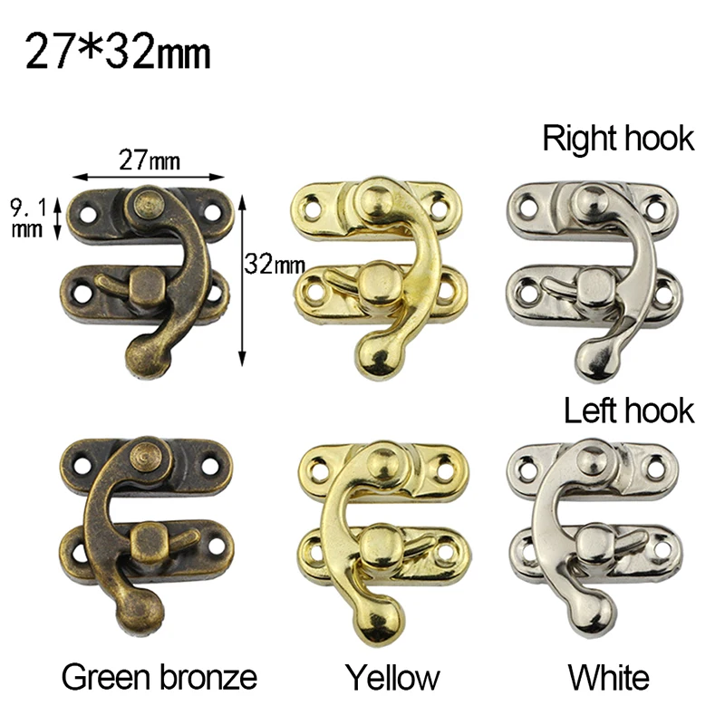 10 Teile/beutel Vintage Metall Hardware Möbel Holz Box Leder Tasche Hardware Dekorative Riegel Verschlüsse Schloss Vorhängeschloss Haspe Mit Schrauben