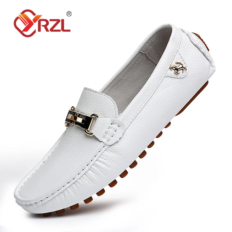YRZL Loafer Herren Handgefertigte PU-Leder Loafer Casual Driving Flats Slip-on-Schuhe Luxuriöse bequeme Mokassins Weiße Loafer Schuhe Herren
