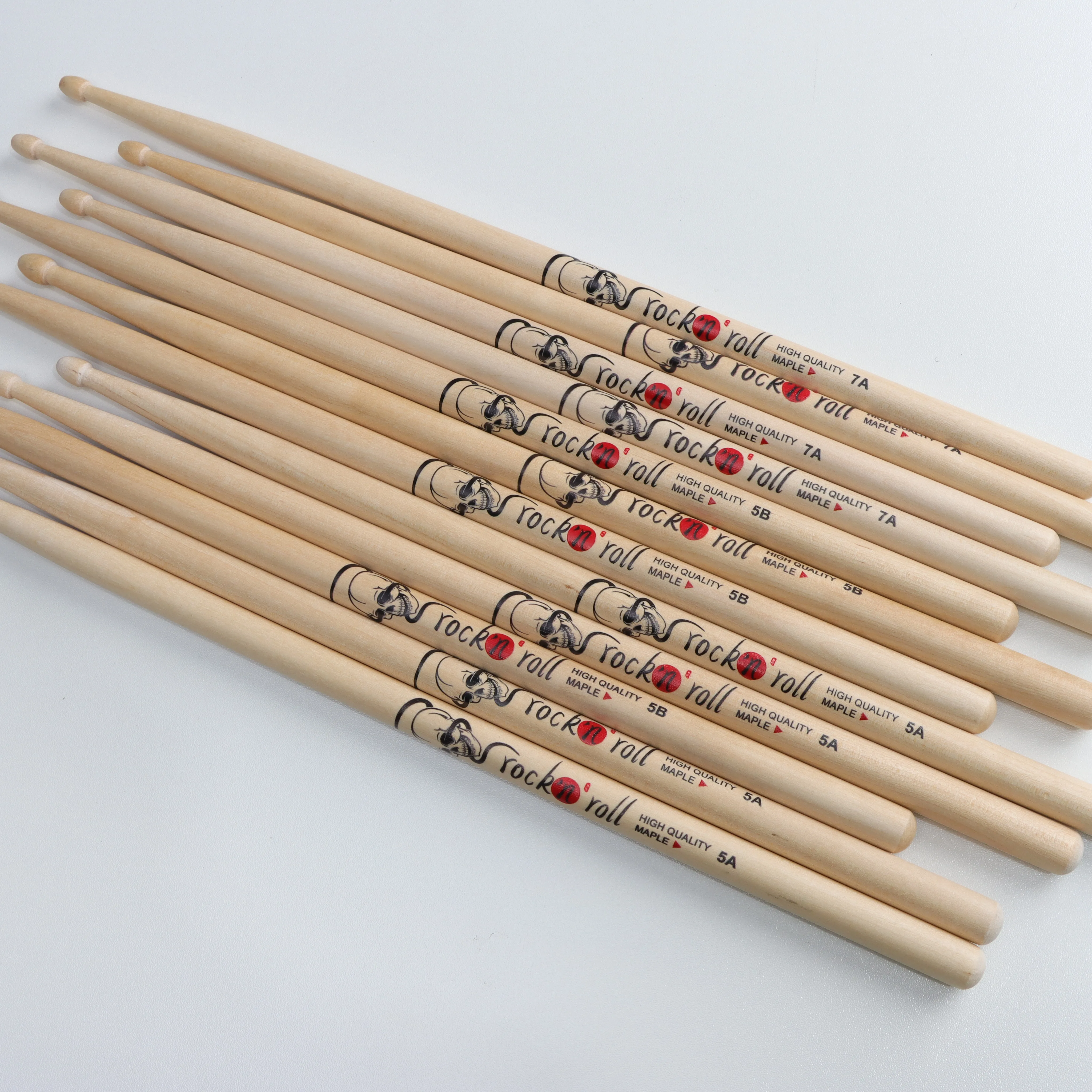 Ein Paar Ahorn-Drumsticks der 1. Klasse – 5A/7A/5B Professionelle Percussion-Drumsticks, hochwertig, langlebig für Schlagzeuger, Image