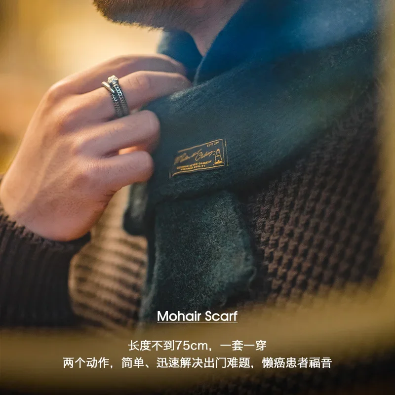 Maden Unisex Vintage Mohair Schal Winter Warm Gestrickt Kurz Einfarbig Kragen Schal für Männer und Frauen