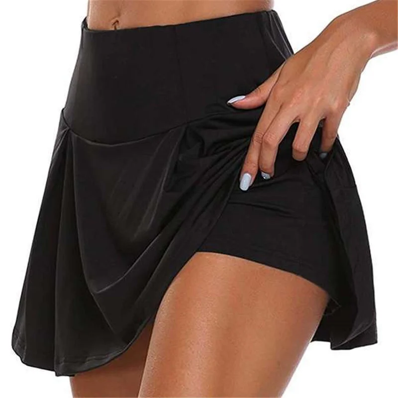 Sommer Damen Tennis Tanz Fitness Kurze Röcke Schnelltrocknend Einfarbig Damen-Unterrock Hohe Taille Mini-Röcke Shorts DF4987 Image