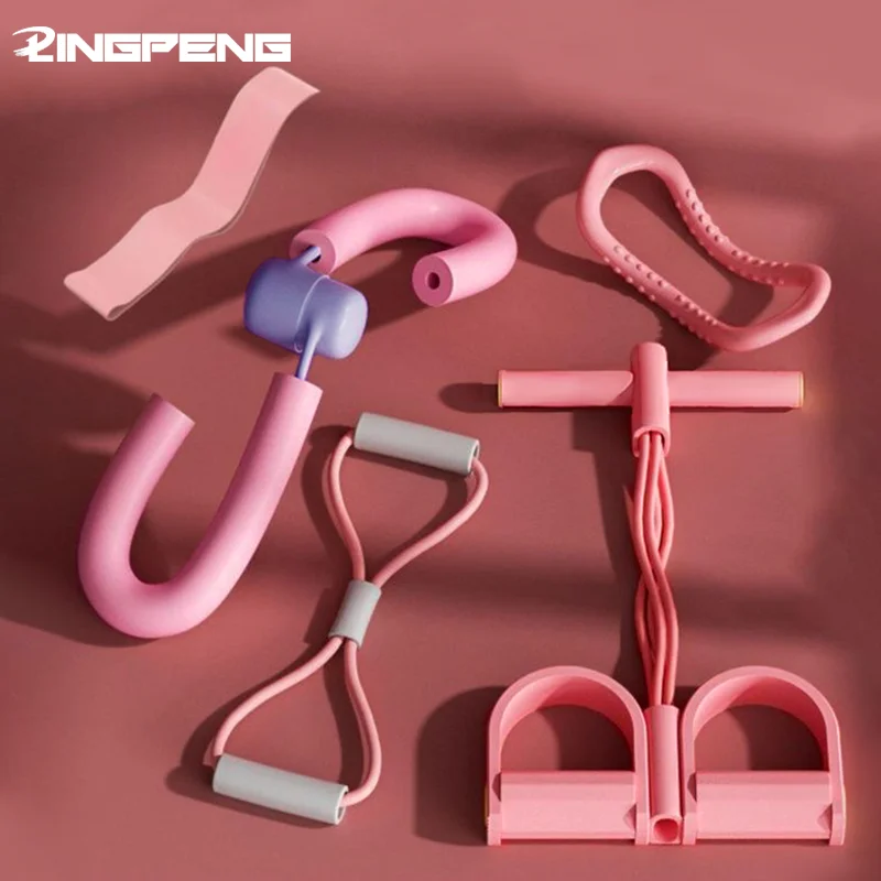 4/5-teiliges Yoga-Fitness-Set – inklusive Fußdehner, Beinschönheitsclips, Springseil, Yoga-Ringen, 8-förmigen Bahren, Widerstand Image