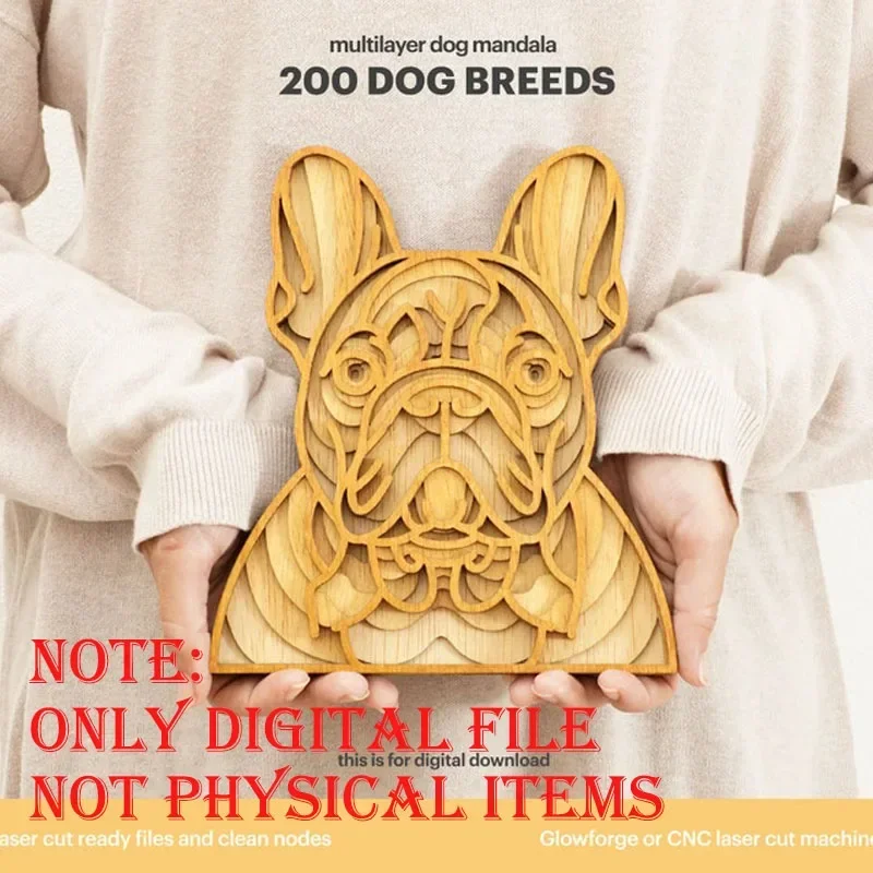 200 Multilayer Mandala Dog SVG DXF EPS Vector Laser Cut CNC Glowforge Files Zeichnungen Image