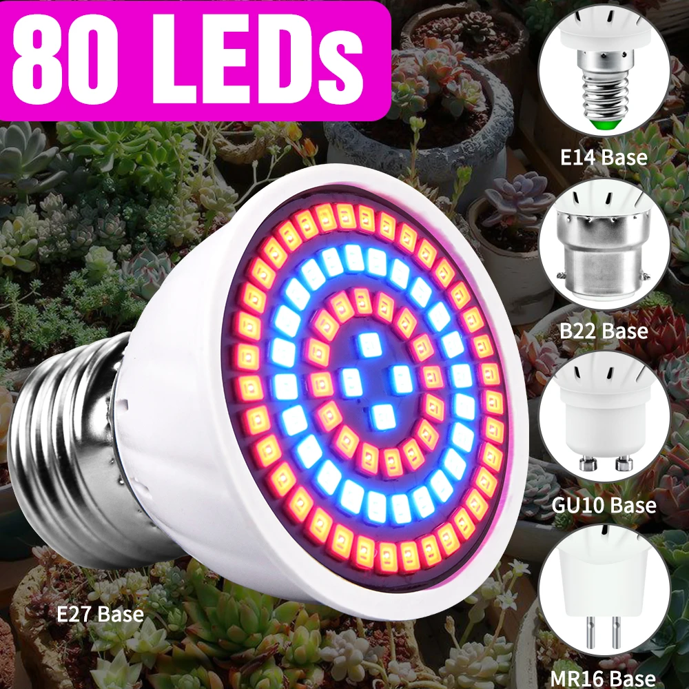 80 leds 220 V LED Wachsen Lampe Volle Spektrum LED Pflanzen Wachstum Lampe Innen Beleuchtung Wachsen Lichter Pflanzen E27 Hydrokultur system Wachsen Box Image