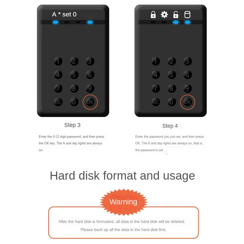 Neu! !HDD-Gehäuse SSD-Gehäuse Verschlüsseltes Festplattengehäuse 5 Gbit/s USB3.0 SATA-Festplattengehäuse für 2,5-Zoll-Festplatte Image