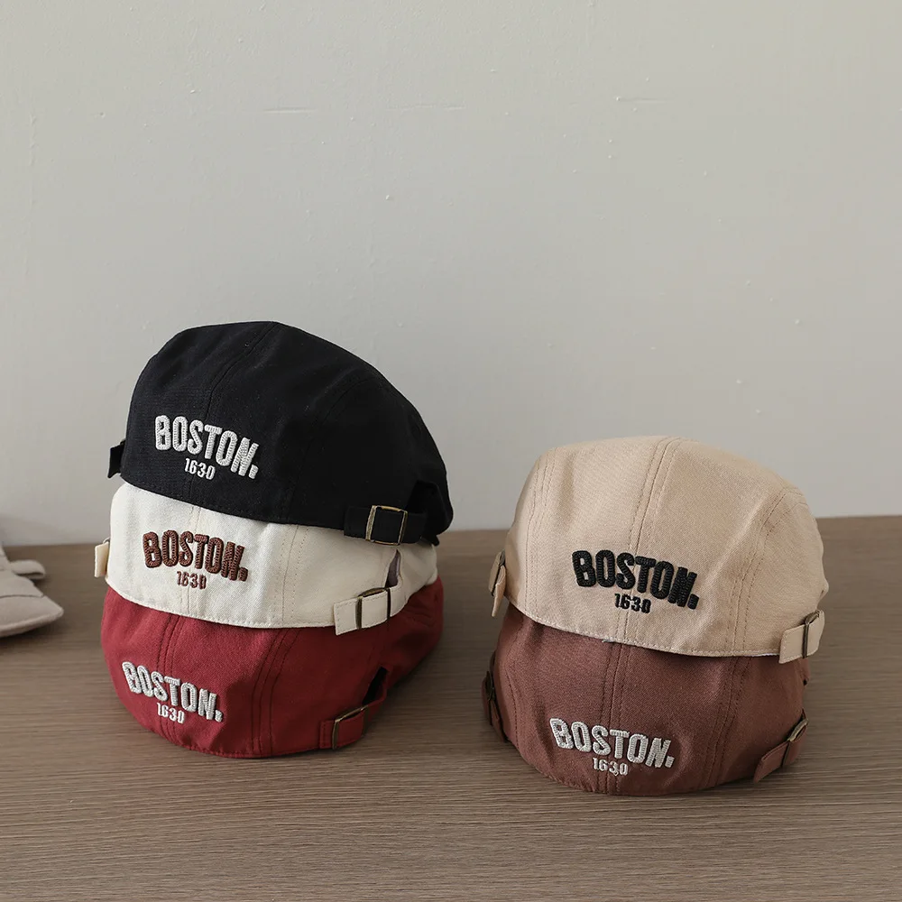 Buchstaben-Bestickte Baskenmütze für Babys Einfarbige Hip-Hop Kleinkind Künstler-Mütze Frühling Sommer Baumwolle Kinder Newsboy Caps Image