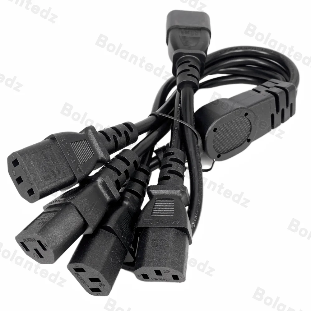 Hochwertiger IEC 320 C14-Stecker auf 4XC13-Buchse, Y-Typ-Splitter-Netzkabel, C14 auf 4 x C13, 250 V/10 A Image