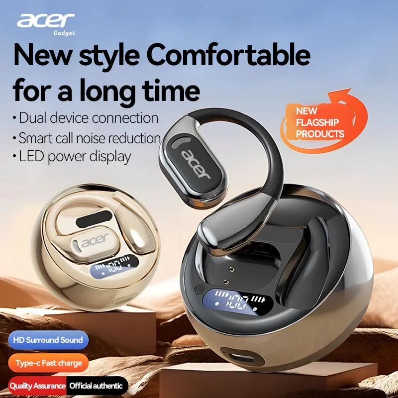 [Offizielles Acer Originalprodukt] Ohr510 Kabellose Bluetooth-Kopfhörer, offenes Design, angenehm zu tragen, für Sport, Laufen, Fitness, kompatibel mit Mobiltelefonen, Tablets, Laptops, mehreren Geräten Image