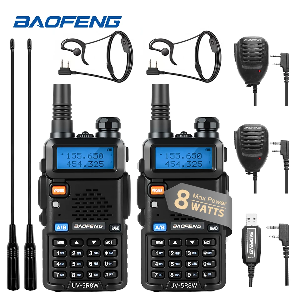 1/2PCS BaoFeng UV-5R 8W Tri-Power Walkie Talkie High Power Dual Band Long Range 128 CH Tragbare Handheld UV 5R Ham Zwei Weg Radio Image
