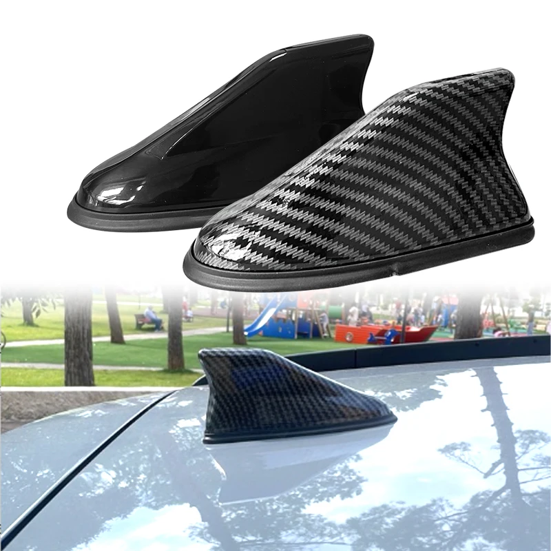 Auto Shark Fin Antenne Carbon Farbe Auto Radio Signal Antennen Dach Antennen AM/FM Signal Antennen Wasserdichte Auto dach antenne Image