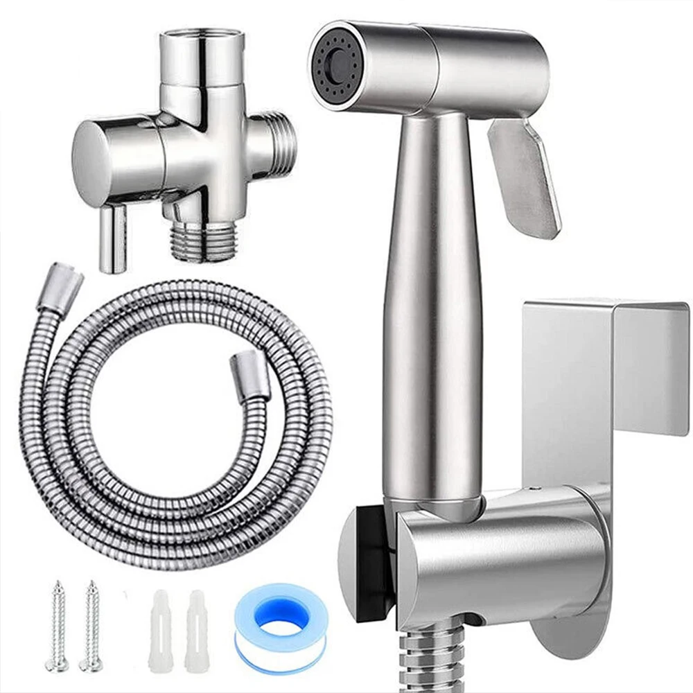 Handheld Bidet Wc Sprayer Set Edelstahl Bidet Wasserhahn Wand Wc Spritzpistole Badezimmer Dusche Kopf Selbst Reinigung