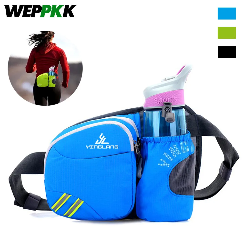 Hüfttasche mit Wasserflaschenhalter, Hüfttasche, Reißverschlusstasche zum Laufen, Radfahren, Reisen, Gehen, keine Wasserflasche im Lieferumfang enthalten
