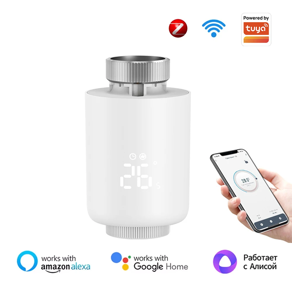 Tuya ZigBee Thermostat Heizkörperantrieb, Smart TRV Thermostatventil Temperaturregler Unterstützung Alexa Google Home Image