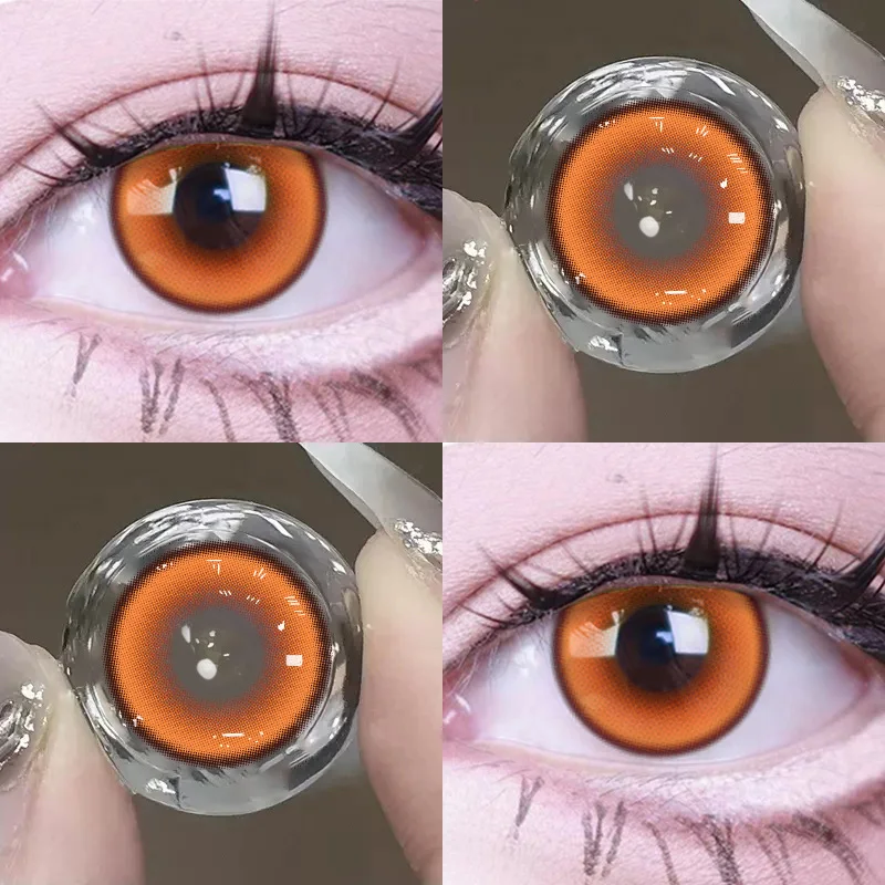 JeweLens Cosplay Myopie Farbkontaktlinsen Anime Orange Gelb Schüler 6 Monate 1 Paar Halloween Niedliche Augenlinsen 14,2 mm Image