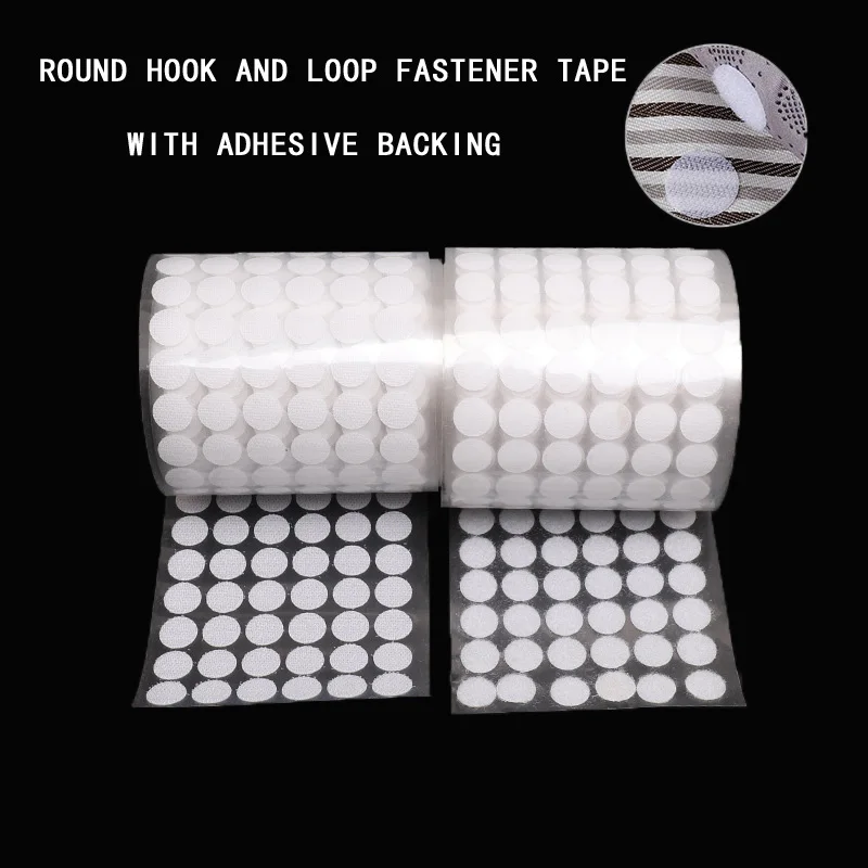 120 Paar 15/20 mm weißer Punkt-Aufkleber, selbstklebendes Verschluss-Klettband, Nylon, starker Kleber, Klettverschluss, runder Münzband-Aufkleber Image