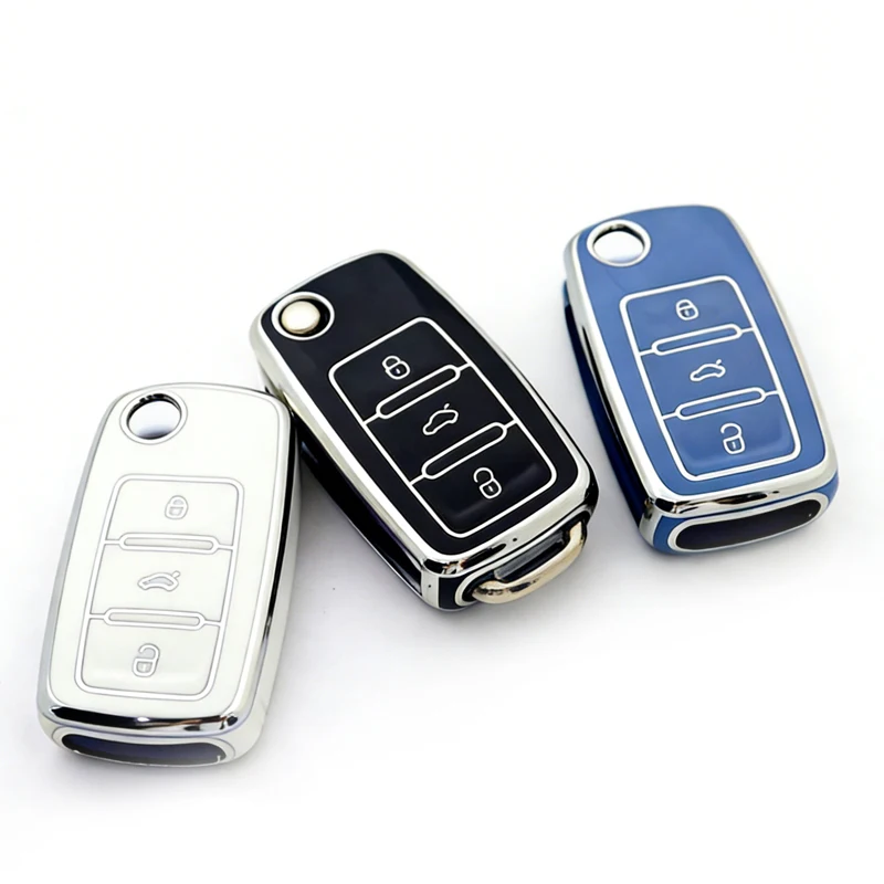 TPU Autoschlüsseletui Autoschlüssel Vollständige Abdeckung Schutztasche für VW Volkswagen Polo Tiguan Passat Golf Jetta Lavida Skoda Octavia Image