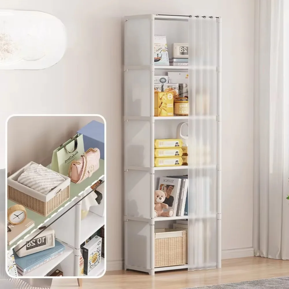 Einfacher Kleiderschrank, einfacher Stoff-Kleiderschrank, Mehrzweck-Aufbewahrungsregal mit hoher Kapazität, starke Tragfähigkeit, staubdichtes Bücherregal