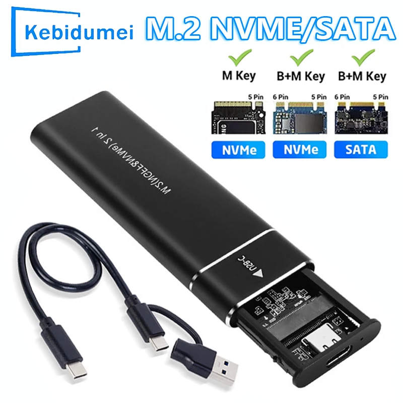 M2 SSD-Gehäuse M.2 NVMe SATA SSD-Gehäuseadapter 10 Gbit/s USB 3.1 Typ C Dual Protocol Externes Gehäuse unterstützt M- und B&M-Tasten Image