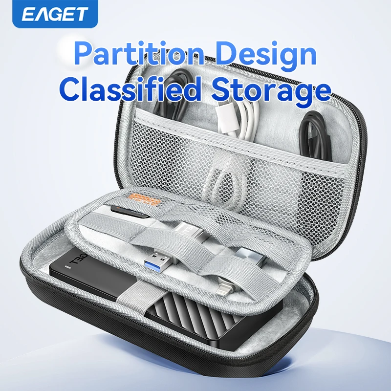 Eaget 2,5 Zoll HDD Box Bag Case Tragbare Festplattentasche für externe tragbare HDD HDD HDD Box Case Aufbewahrungsschutz Schwarz Image