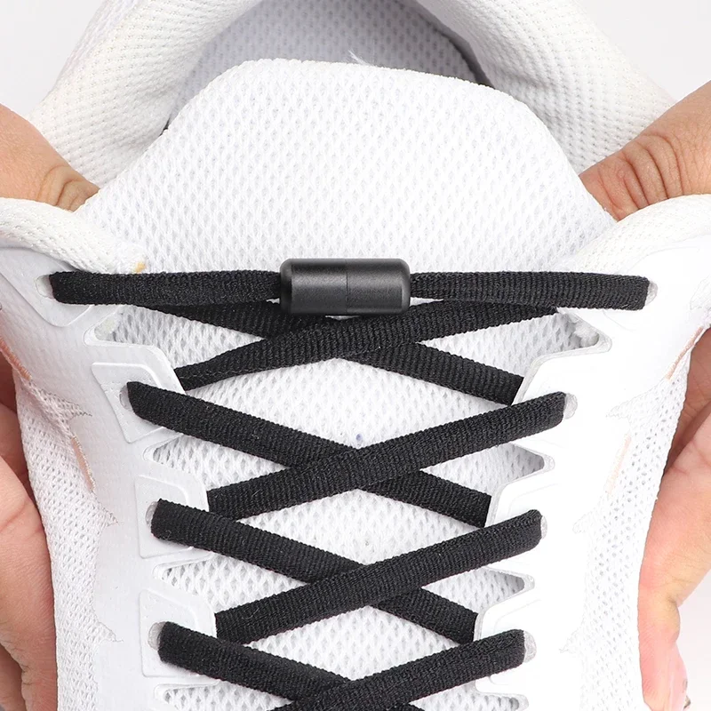 NEU Bunte Optionen Elastische Schnürsenkel Sneakers Keine Krawatte Schnürsenkel für Sport Runde Schnürsenkel ohne Krawatten Kinder Erwachsene Schuhe Zubehör Image