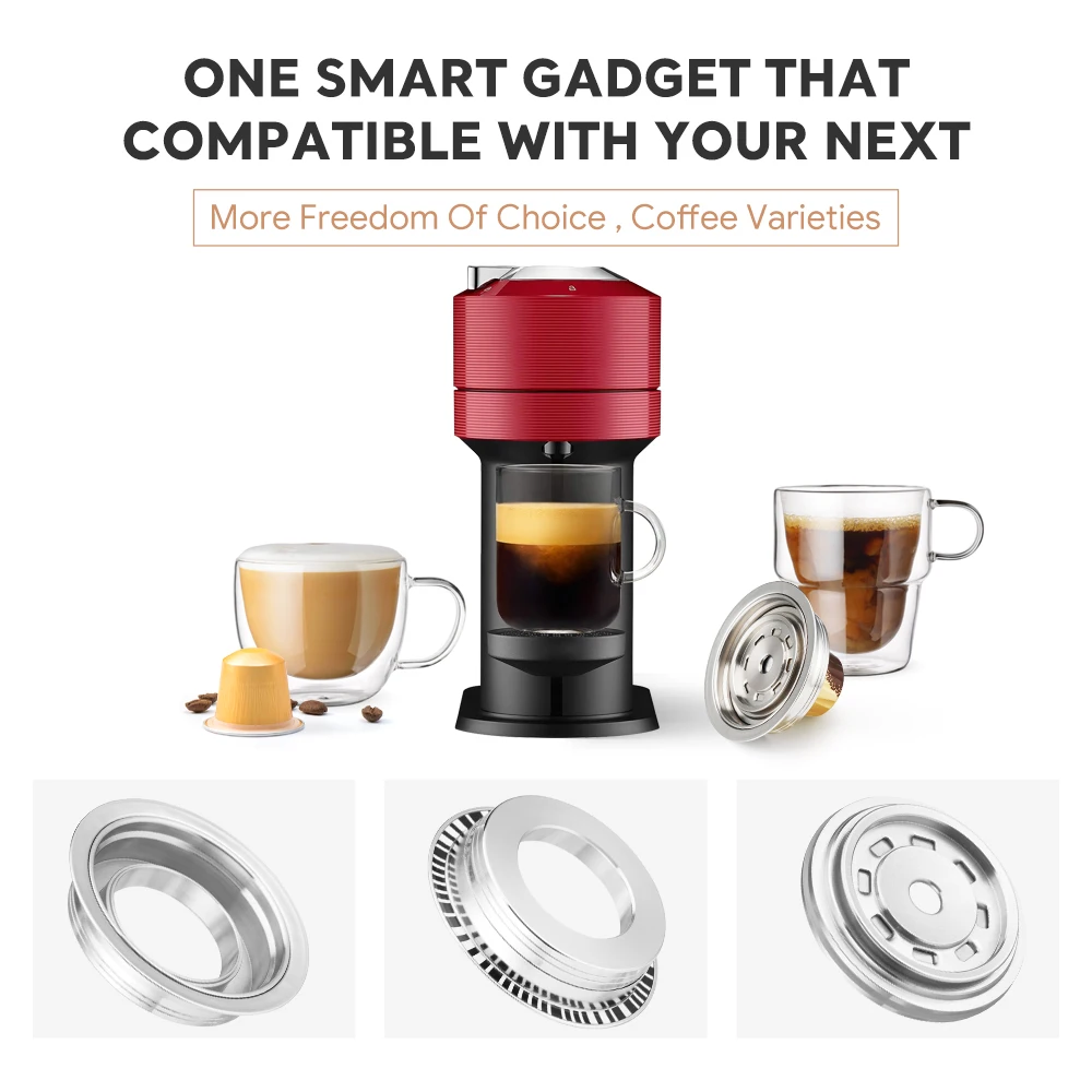 iCafilas wiederverwendbarer Kapseladapter für Vertuoline Vertuo Next Pop Machine, kompatibel mit Nespresso Original Kaffeekapselkapseln Image