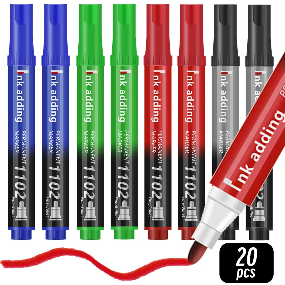 1/10/20 Stück 2 mm rot-blaue Tinte, schwarze Permanentmarker, feine Spitze, wasserfest, schnell trocknend, Zeichenstifte, Holz, Stein, Metall, Glas Image