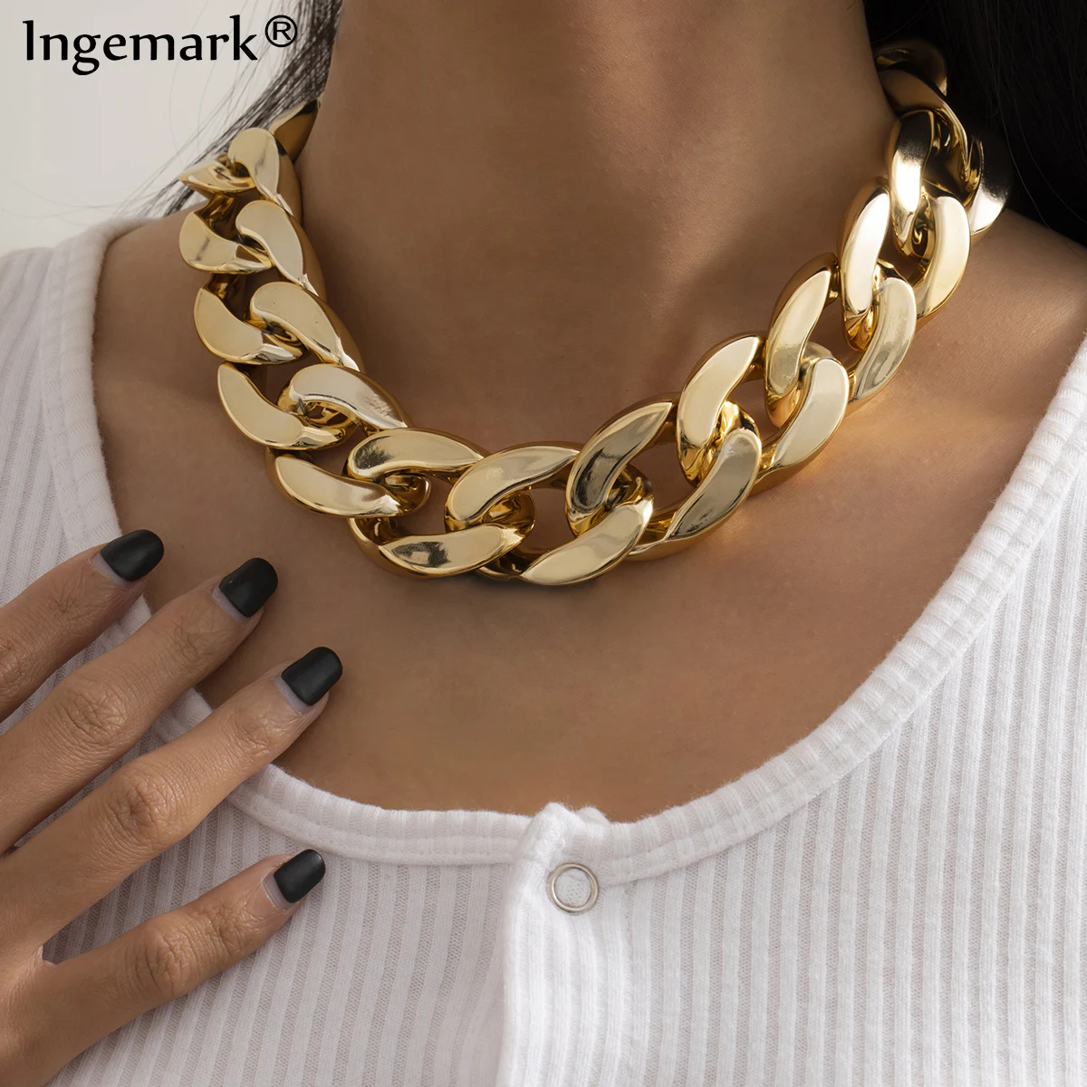 Hochwertige übertriebene Acryl große Kette Halsketten Frauen Aussage Hip Hop verdreht klobigen dicken ccb Link Choker Gothic Schmuck