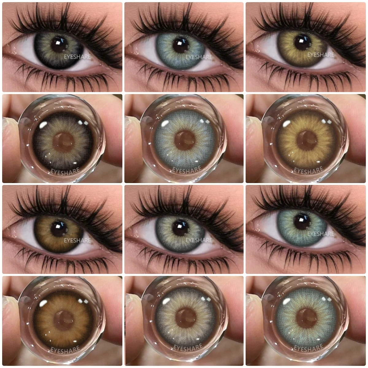 EYESHARE 1 Paar farbige Kontaktlinsen für Augen, natürliche braune Kontaktlinsen mit blauen Augen, graue Kontakte, jährliche grüne Pupillen Image