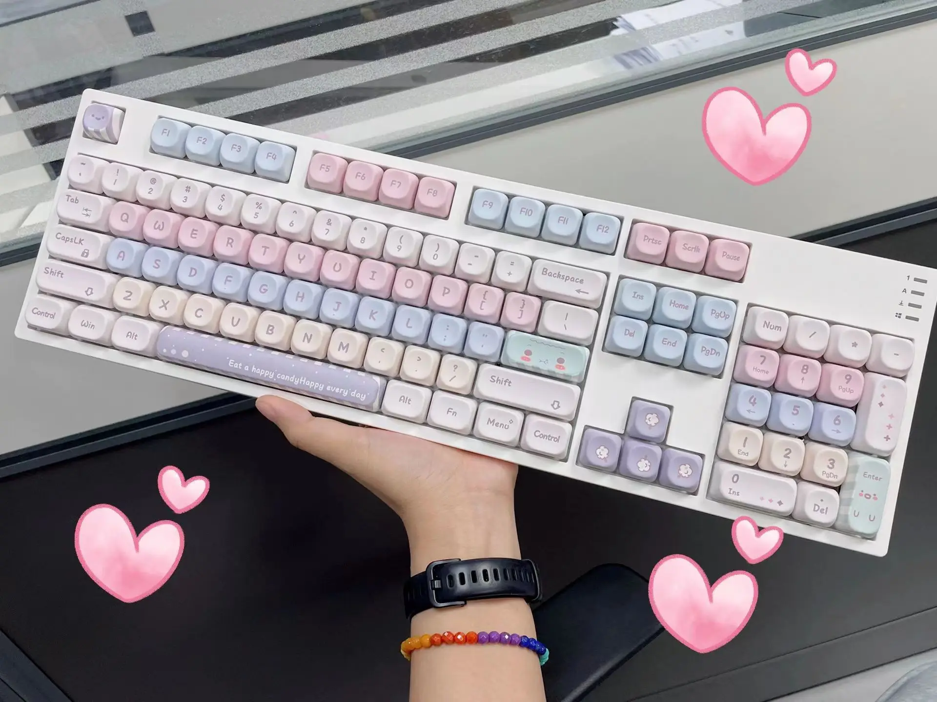 Koreanische Tastenkappe French Azerty Candy 130Key MOA Cherry PBT MX mechanische Tastatur Japanisch KR/JP/FR Niedliche rosa blaue Hangul-Tastenkappe Image