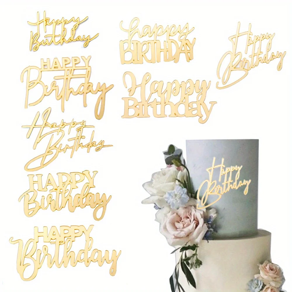 8-teiliges Acryl-Kuchenaufsatz-Set „Happy Birthday“-Kuchenaufsatz, seitliche Dekorationen für Partydekakes Image