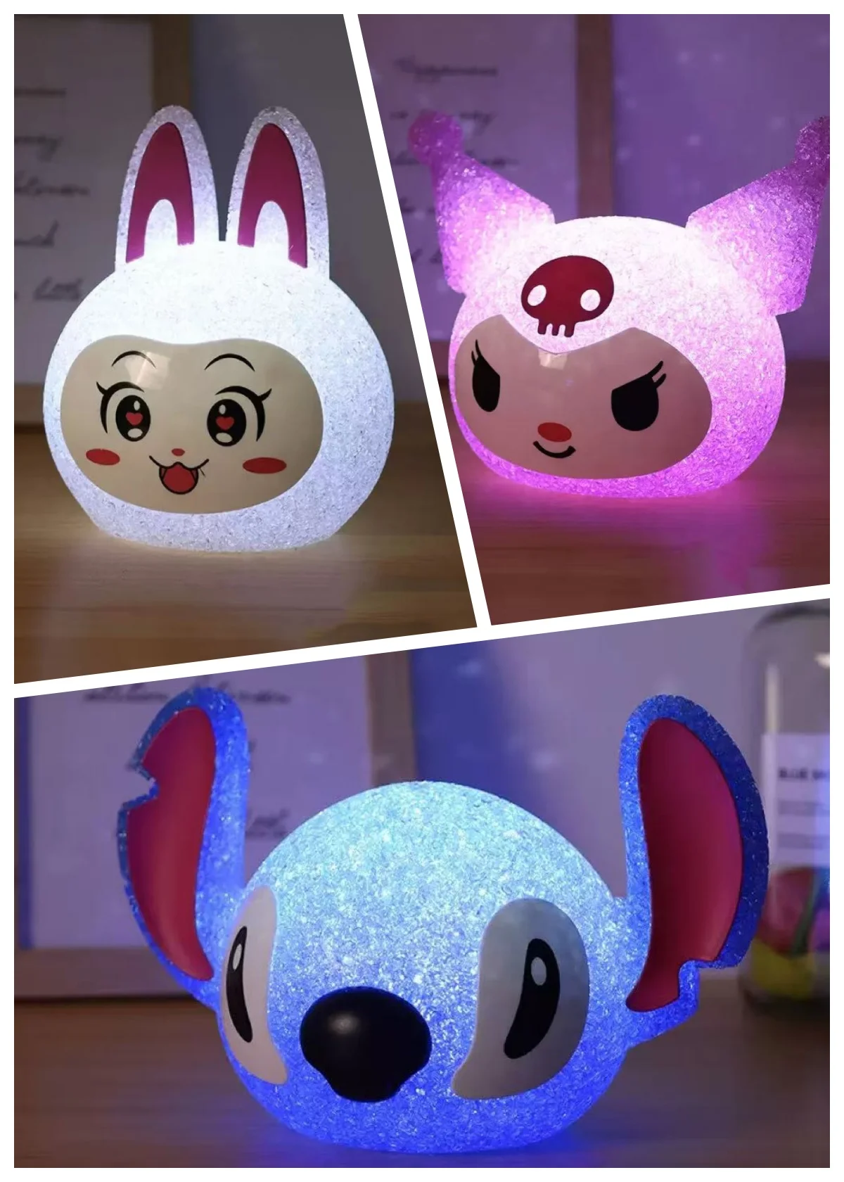 Lilo & Stitch Partikel Projektion Nachtlicht 3d Cartoon Kuromi Kaninchen Leselampe Elektron Kreative Schreibtischlampe Für Kinder Weihnachtsgeschenk