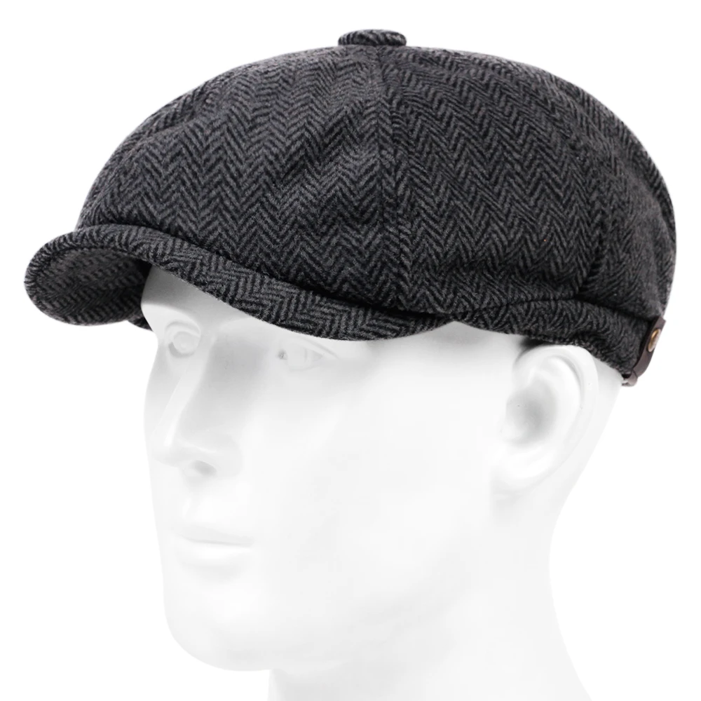 Männer Frauen Wolle Newsboy Caps Fischgräten Flache Kappen Kaffee Britischen Gatsby Caps Herbst Winter Warme Woolen Hüte Gorras Image