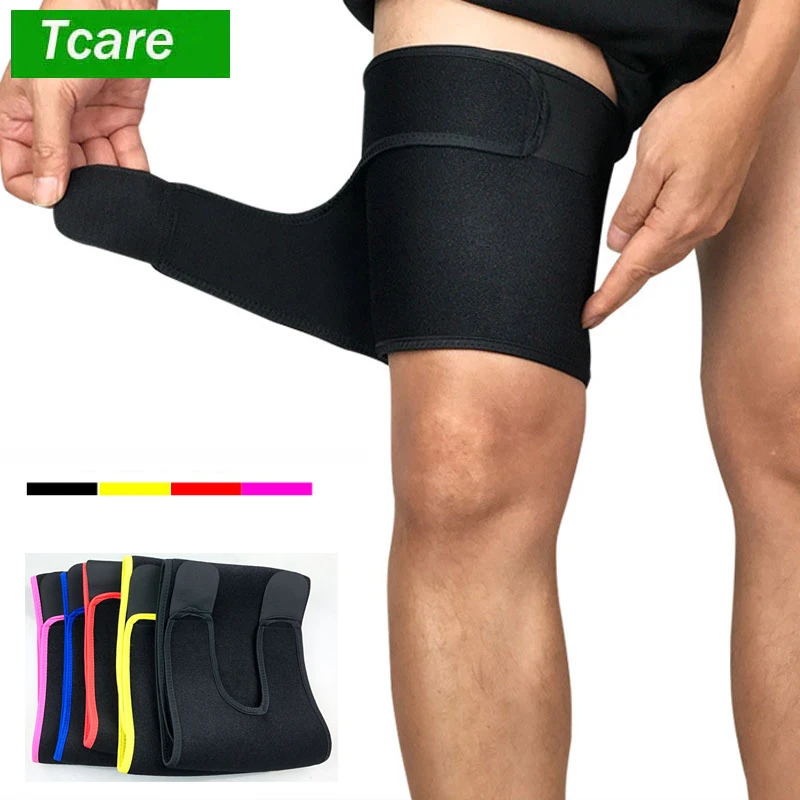 1 Stück Sport-Oberschenkelstütze, Beinstütze, verstellbare Kompressions-Oberschenkelmanschette für schmerzende Hamstring-, Leistengegend- und Quad-Stütze für Damen und Herren Image