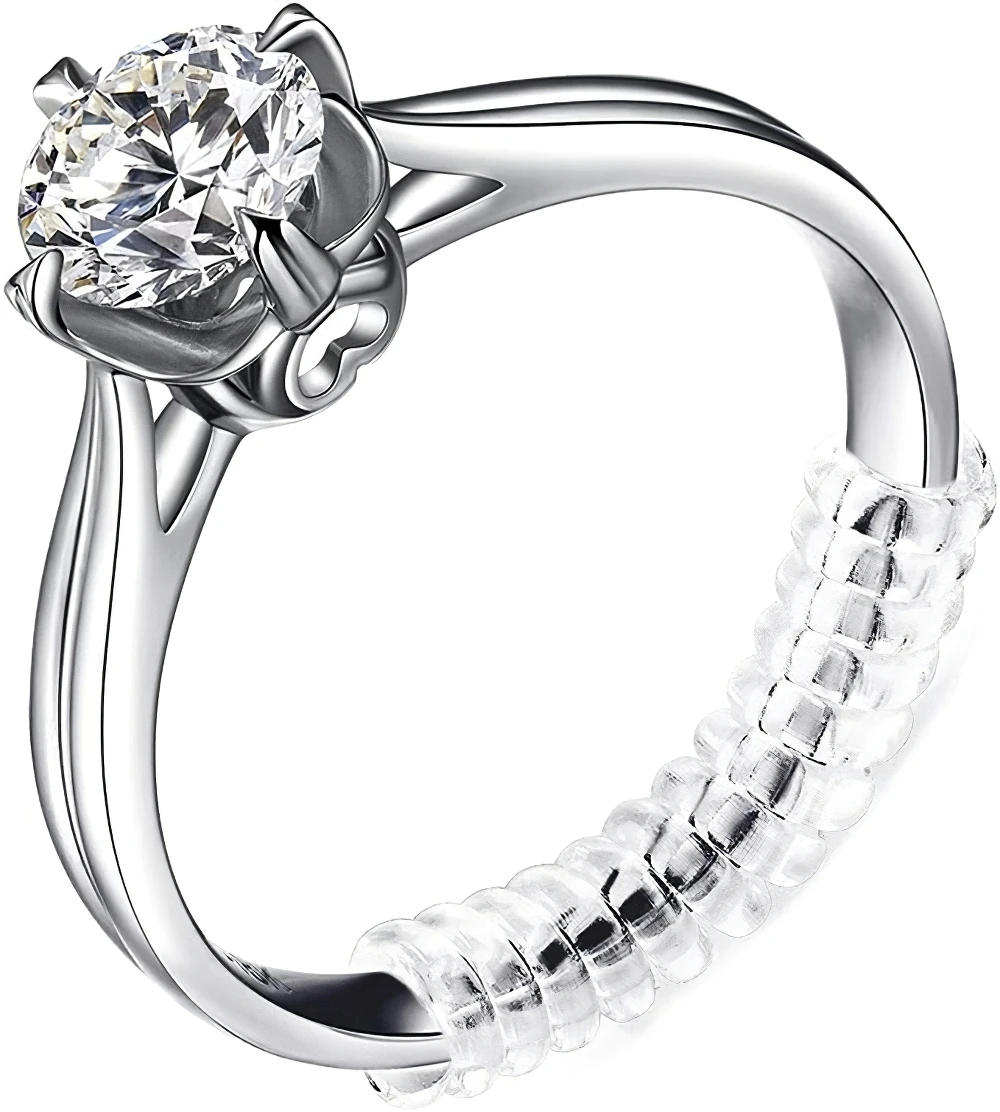 5er Pack Ring größen versteller-mit 3 Größen Klarring-Sizer-Einsteller für lose Ringe, Spiral-Silikon-Spanner-Set Image