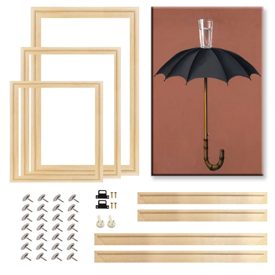 55 x 75 60 x 80 cm natürlicher Holz-Bilderrahmen für Wand-Leinwandrahmen, Diamant-Gemälderahmen, Bild, Poster, Wandrahmen, Heimdekoration Image