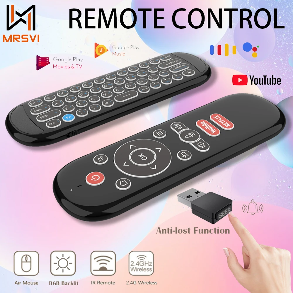 W1 PLUS Air Mouse Fernbedienung 2,4G RF Wireless Mini Tastatur Smart Gyroskop Tastatur Sinn Anti-verlust IR für Android TV Box Image
