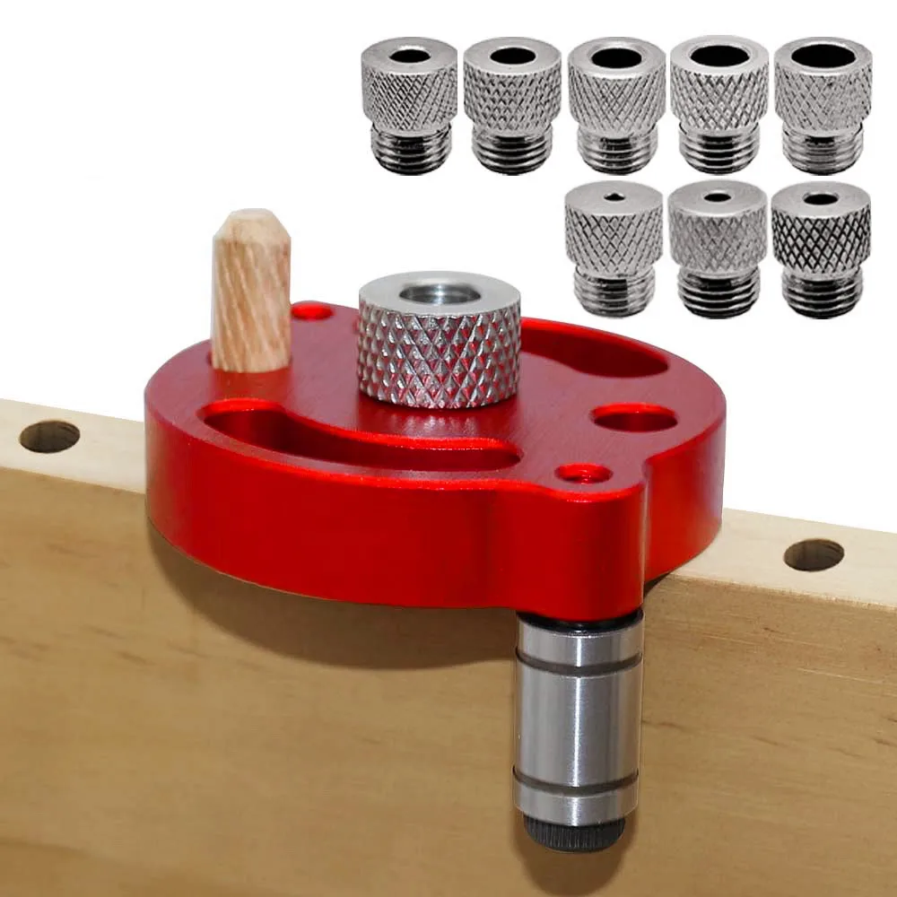 3–10 mm Dübellehren-Set – selbstzentrierender Bohrführungssucher mit 8 Stahlbuchsen – Locher aus Aluminiumlegierung für die Holzbearbeitung Image
