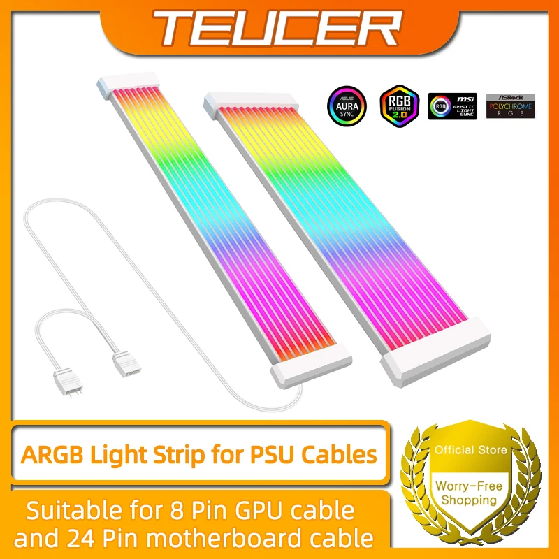 PC RGB Lichtleiste geeignet für Netzteil Kabel PC RGB GPU Kabel 5V 3Pin ARGB Sync PC Verlängerungskabel für 6Pin 8Pin 12Pin 16Pin 24Pin Image