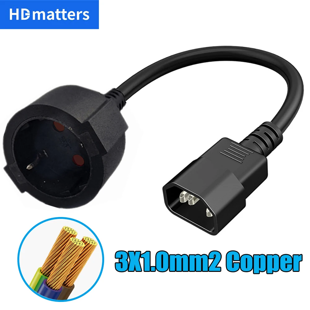 PDU-USV-Kabel IEC C14 auf Euro Schuko-Buchse Stromverlängerungskabel 30 cm Schuko CEE7/4 Stromverlängerungskabel Netzkabel Image