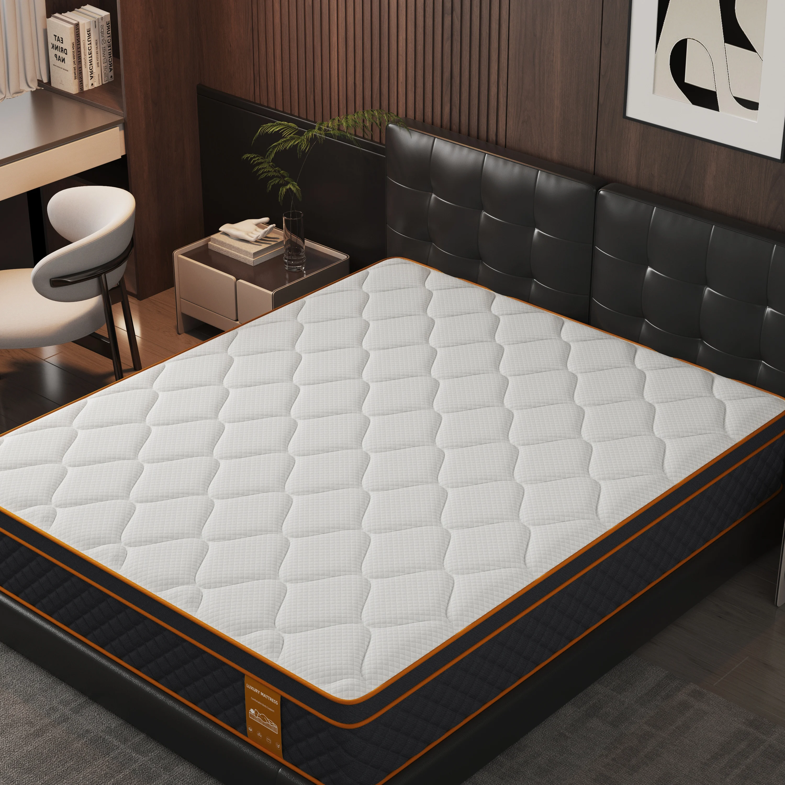 SKSBTF 160/180 x 200 cm Taschenfederkernmatratze, 25 cm dicke Memory-Schaum-Matratzen, ruhiges Schlafen, Zoned Support, Paar-Doppelbettmatte Image