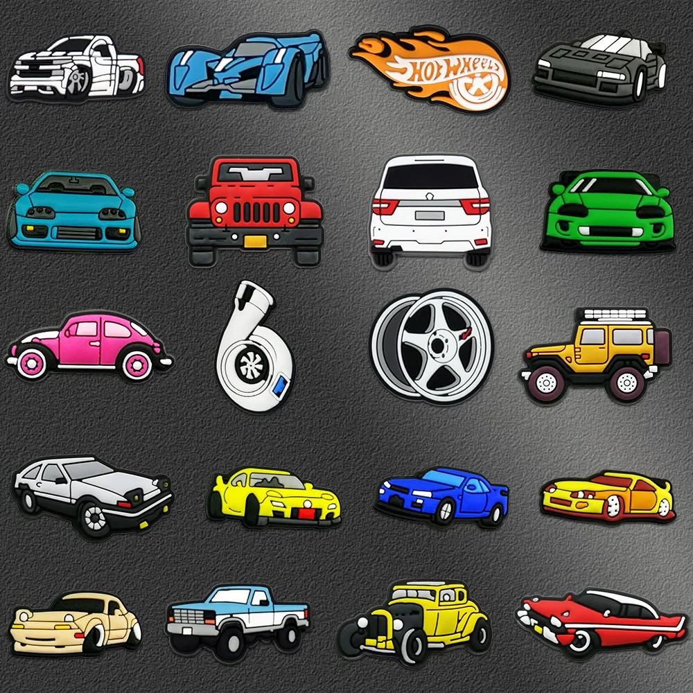 1–20 Stück Auto-Schuh-Charms, cooles Fahrzeug-Schuhzubehör, Cartoon-Dekorationen, Anstecknadeln für Männer, Jungen, Kinder, DIY-Clog-Schnalle, Garten-Sandale